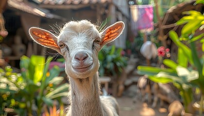 Wall Mural - goat in market 