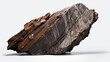 Old mountain rock stone is black brown color isolated on white background.