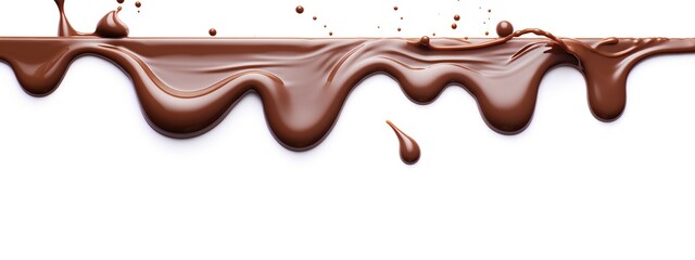 Melted chocolate. Flowing liquid chocolate for sweet for concept isolated on white background.