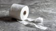 Roll of toilet paper on grey background