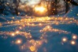 Winter background with snowflakes and bokeh lights,  Winter landscape