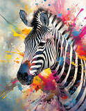 Fototapeta Konie - Lively zebra portrait