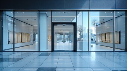 Poster - Storefront windows in modern building. Generative AI.