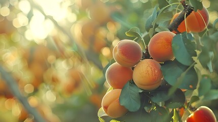 Sticker - Ripe persimmons hanging on a tree in golden sunlight. Fresh organic fruit in nature. Seasonal harvest and healthy eating concept. Vibrant, warm colors of autumn. AI