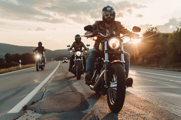 Group of motorcycle riders on the road