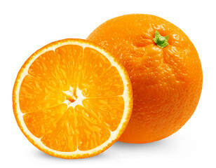 Wall Mural - Orange and slice isolated on transparent background.