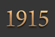 3D wooden logo of number 1915 on dark grey background.	
