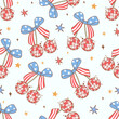 Draw seamless pattern coquette cherry 4th of july Digital paper