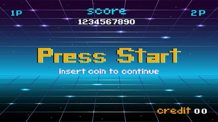 Wall Mural - press start insert a coin to continue .pixel art .8 bit game. retro game. for game assets .retro fut