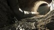 Underground infrastructure being laid, detailed textures, midday light, close-up, action-oriented 