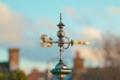 A weather vane on top of a pole. Suitable for weather forecasting concepts