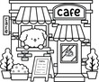 a cute poodle running a cafe in black and white coloring