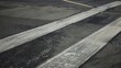 Airport runway inspection, close-up, detailed surface textures, clear markings 