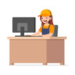© Colorfuel Studio - woman sit on desk as customer service
