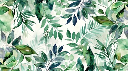 Botanical watercolor wallpaper pattern