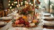 © CLOVER BACKGROUND - Festive decorations adding warmth and charm to Thanksgiving gatherings, copy space