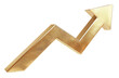© Ziyon - Gold up arrow success isolated on white 3d background with growth direction graph graphic symbol or golden economy stock profit chart icon element and investment financial achievement market