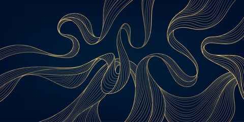 Wall Mural - vector abstract gold background, wave luxury art texture, premium elegant line banner. curve flow co