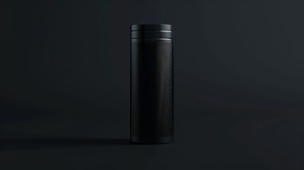 Sticker - Blank black bottle mockup template for label, with soft lighting to highlight bottle details, Ai Generated Images