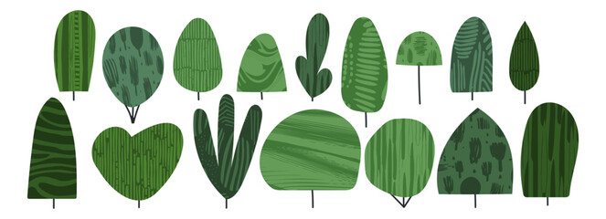 Wall Mural - shrub bush shrubbery tree simple abstract flat cartoon vector illustration. green garden plant isola