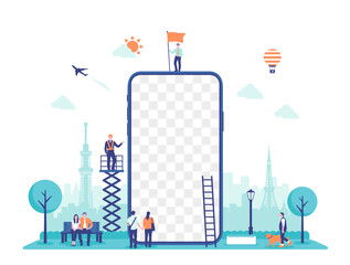 Vector illustration with smartphone motif (design space on smartphone screen)