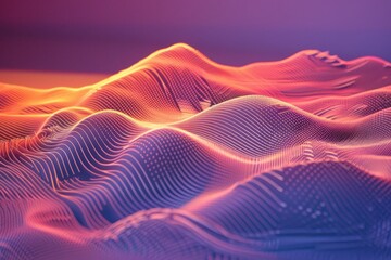 Wall Mural - Abstract Digital Landscape with Dynamic Neon Waves