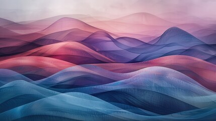 Wall Mural - An abstract, dreamy interpretation of rolling hills in a surreal palette