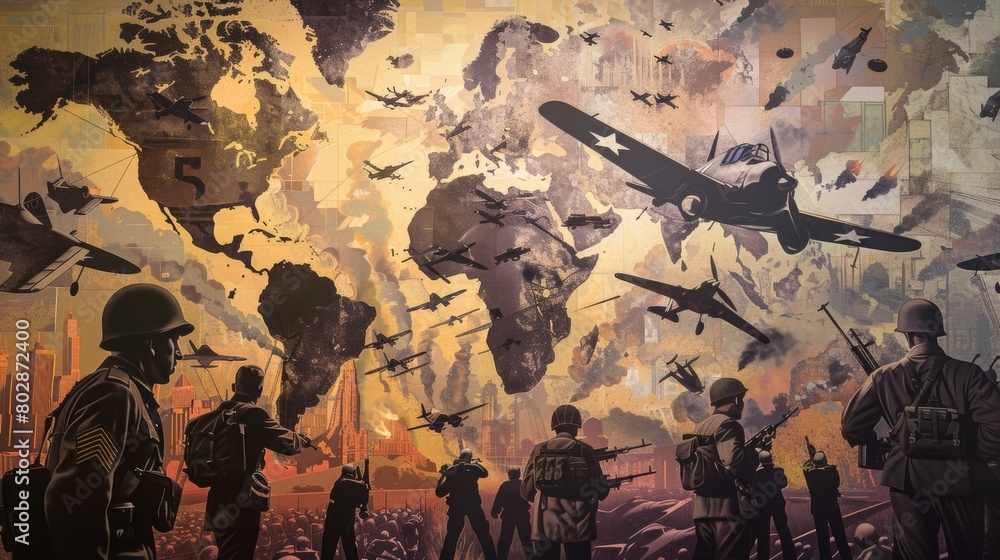 A timeline charting the major events of World War II Stock Illustration ...