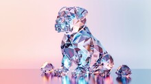 A Dog Made Out Of Crystal Diamonds