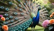 Exotic Magnificent Peacock Displaying Its Vibrant  3