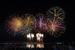 PATTAYA, CHONBURI, THAILAND, Fireworks at Pattaya bay, Pattaya national Fireworks Festival contest, November of every Year, Beautiful of bright light fireworks Show in middle sea, for postcard 