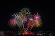 PATTAYA, CHONBURI, THAILAND, Fireworks at Pattaya bay, Pattaya national Fireworks Festival contest, November of every Year, Beautiful of bright light fireworks Show in middle sea, for postcard