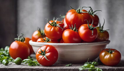 Sticker - A bowl of tomatoes is placed on wooden table