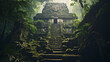 Ancient mayan pyramid rising from the jungle