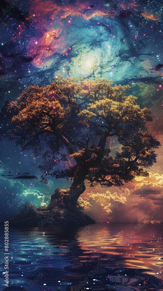 The majestic Galaxy Tree stands on the waters edge, its branches ...