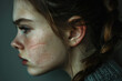 Generative AI portrait of confident woman acne skin with hormonal pimples