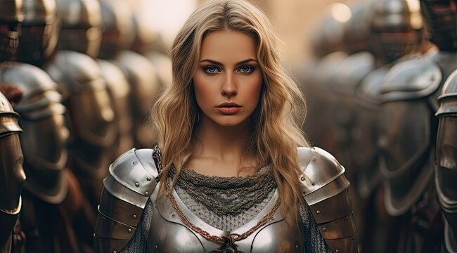 Powerful female warrior in armor