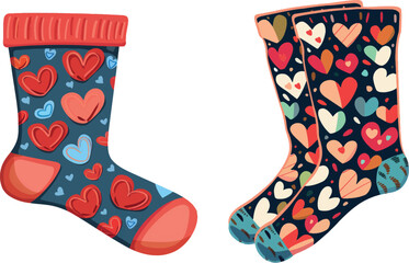 Wall Mural - Sock with heart pattern