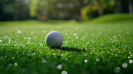 Golf ball on the green grass