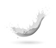 3d realistic vector icon. White milk  splash on white background. Milky dairy products.
