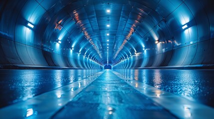 Wall Mural - interior view of a highway tunnel in an urban setting without traffic.