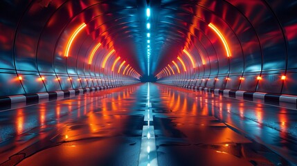 Wall Mural - interior view of a highway tunnel in an urban setting without traffic.