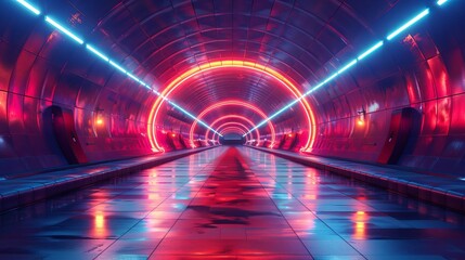 Wall Mural - isometric flat illustration showing the interior of an urban walkway tunnel road, suitable for infog