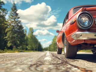 Wall Mural - Vehicle, summer, blue sky, landscape, beautiful