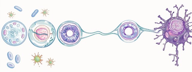 Wall Mural - Diagrams explaining the process of mitosis and meiosis