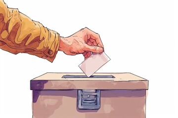 A hand with a ballot paper. election. Vote for Condidate. people, electorate, voters . 
