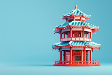 Wall Mural - illustrations of ancient chinese architecture building