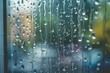 Raindrops cascade down a windowpane, obscuring the view outside in a mesmerizing display.