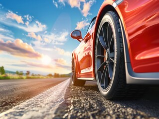 Wall Mural - Vehicle, summer, blue sky, landscape, beautiful