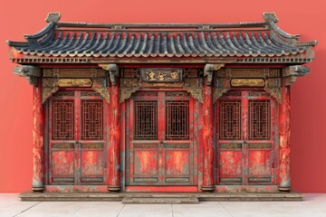 Wall Mural - illustrations of ancient chinese building